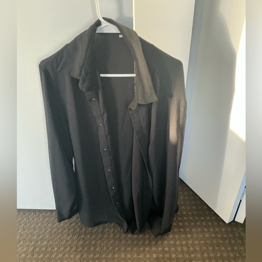Men's Black Casual Linen Button Down Shirt
